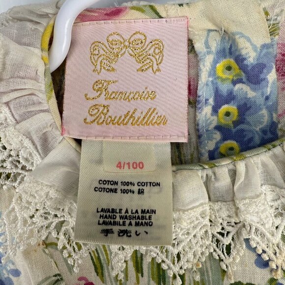 FRANÇOISE BOUTHILLIER Haute Couture VTG Flower girl Floral Princess Dress 3 - 4 - Picture 6 of 8